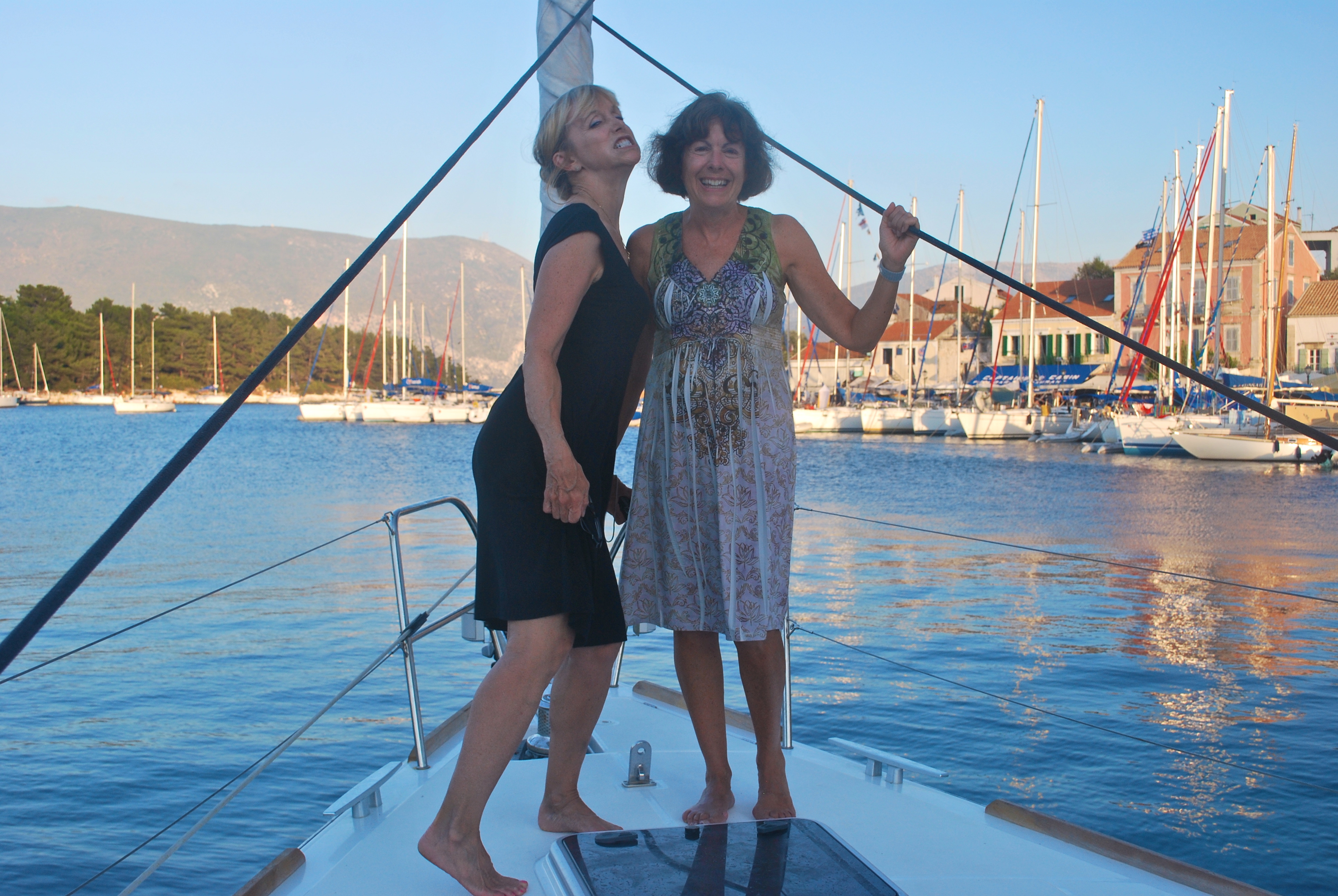 two women on a sailboat